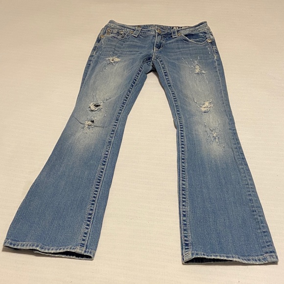 Miss Me Signature Bootcut Distress MediumWash  Mid Rise Western Cowgirl 28 x 32” - Picture 8 of 13